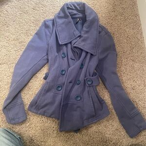 Ambition Women's Double-Breasted Pea Coat - Slate Blue